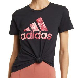 Adidas Womens Rose Logo Badge of Sport Graphic Tee Size Small NWT